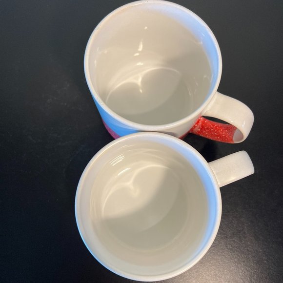 Pair of OVER AND BACK Ivory & Red Paint Splatter Design Stackable Stoneware Mugs - Picture 5 of 10